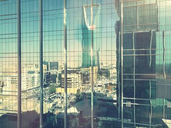 Reflection of sky on glass window