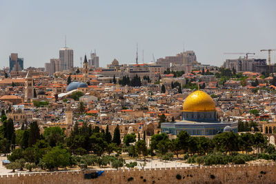 View of the temple mount with dome of the rock in jerusalem
