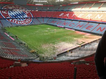 High angle view of soccer field