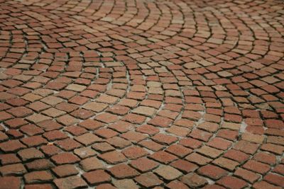 High angle view of cobblestone street