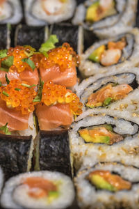 Close-up of sushi served in plate