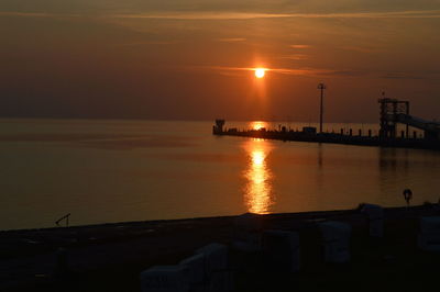 Scenic view of sea at sunset