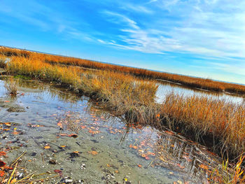 Scenic view of lake against sky