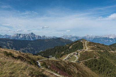 Scenic view of mountains against sky