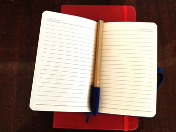 Close-up of open book on table