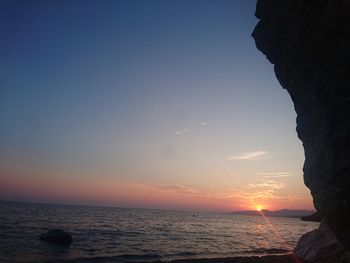 Scenic view of sea against sky at sunset