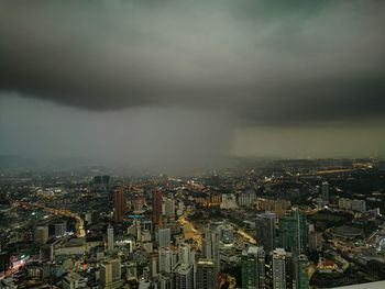 Aerial view of city at night