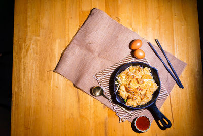 Directly above shot of food on table