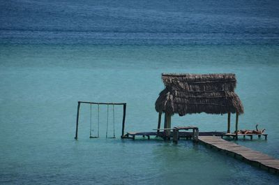 High angle view of sea against sky