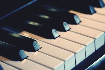 High angle view of piano keys