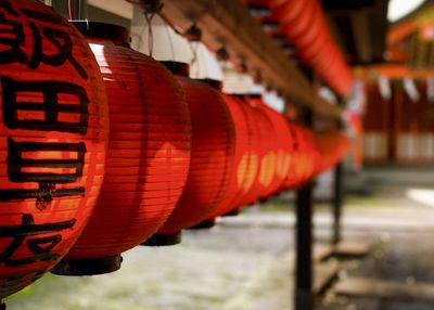 View of lanterns at a shrine in shibuya, tokyo