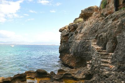 Scenic view of sea against cloudy sky