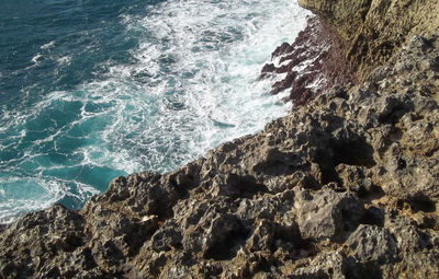 High angle view of sea waves