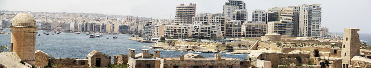 High angle view of buildings in city