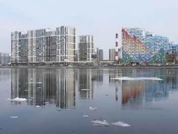 Reflection of buildings in water