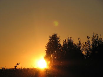 Silhouette trees against sky during sunset