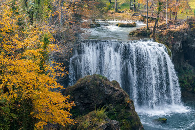 Autumn landscape with waterfalls at rastoke in croatia