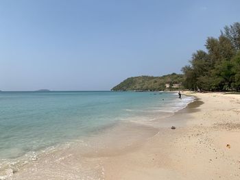 Scenic view of sea against clear sky