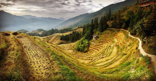 Scenic view of mountains against sky