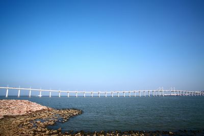 Suspension bridge over river