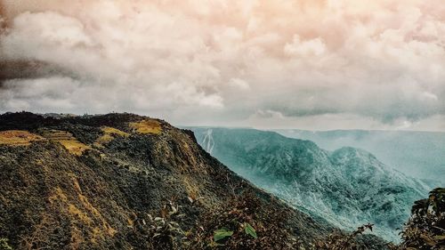 Panoramic view of mountains against sky