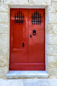 Closed door of building