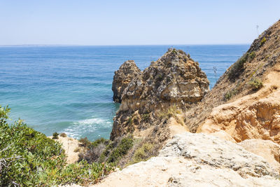 Scenic view of sea against clear sky