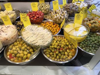 High angle view of fruits for sale in market