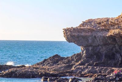 Scenic view of sea against clear sky