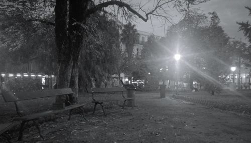 Illuminated street light at night