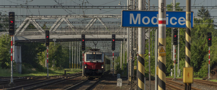 Train on railroad station platform