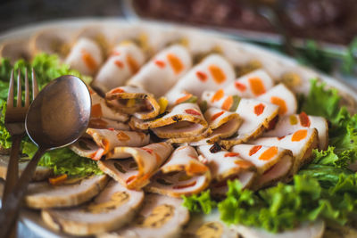 Close-up of mushrooms in plate