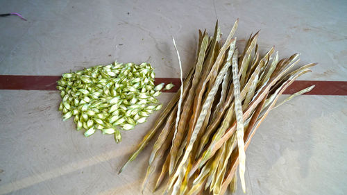 High angle view of vegetables on table