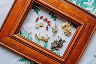 High angle view of flowers tea product shoot 