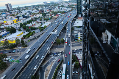 High angle view of traffic on city street