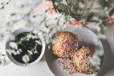 Close-up of dessert on table