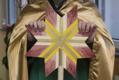 A christmas star as a traditional christmas decoration in holiday season