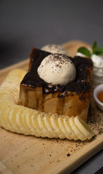 Close-up of dessert on table