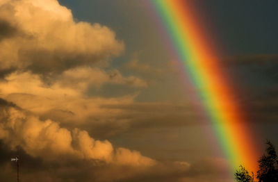 Low angle view of rainbow against sky