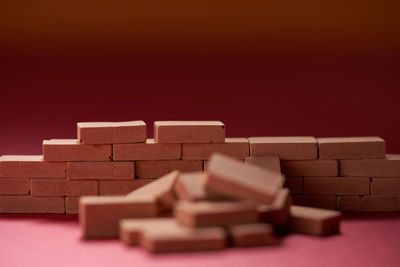 Close-up of wooden blocks on table