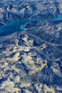 Aerial view of snowcapped mountains