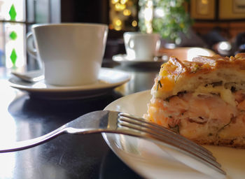 Close-up of breakfast on table