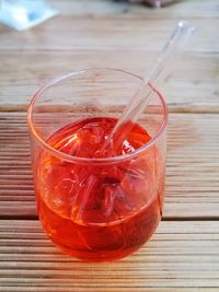 Close-up of drink in glass on table