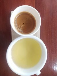 High angle view of coffee on table