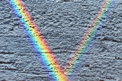 High angle view of rainbow over street