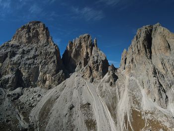 Low angle view of rocks against sky