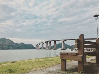 Bridge over river against sky