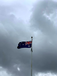 Low angle view of crane against sky