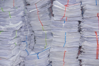 Full frame shot of paper stack