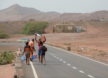 People walking on road